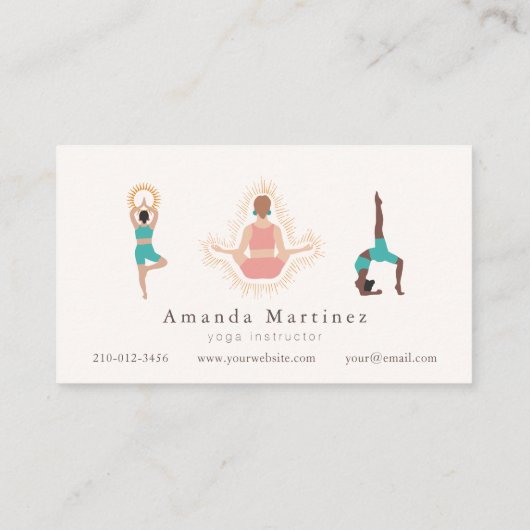 Yoga Instructeur Vrouwen Yoga Pose Licht Roze Visitekaartje (Achterkant)