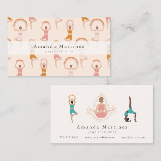 Yoga Instructeur Vrouwen Yoga Pose Licht Roze Visitekaartje (Voorkant / Achterkant)