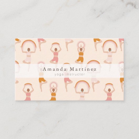 Yoga Instructeur Vrouwen Yoga Pose Licht Roze Visitekaartje (Voorkant)