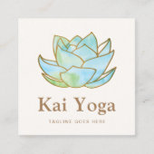 Yoga Instructeur Waterverf Lotus Bloem Bloemen Vierkante Visitekaartje (Voorkant)