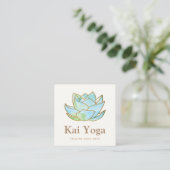 Yoga Instructeur Waterverf Lotus Bloem Bloemen Vierkante Visitekaartje (Staand voorkant)