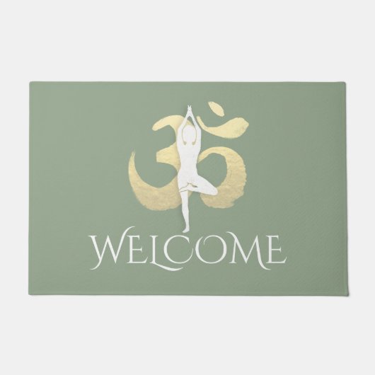 Yoga-instructeur WelkomstMeditation Pose OM-symboo Deurmat (Voorkant)