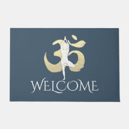Yoga-instructeur WelkomstMeditation Pose OM-symboo Deurmat