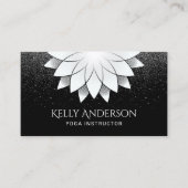 Yoga Instructeur Wit Lotus Mandala Zwart Glitter Visitekaartje (Voorkant)