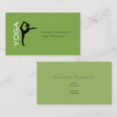 Yoga Instructeur Yoga Pose Silhouette op Groene Ru Visitekaartje (Voorkant / Achterkant)