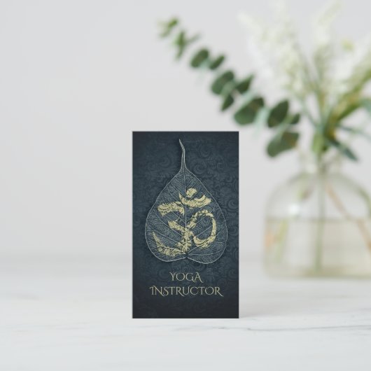 Yoga Instructor Appointment Bodhi Leaf OM Symbol Afsprakenkaartje (Staand voorkant)