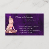 Yoga Instructor Beauful Paars Meditating Girl Visitekaartje (Achterkant)