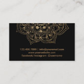 Yoga Instructor Black & Gold Lotus Mandala Visitekaartje (Achterkant)