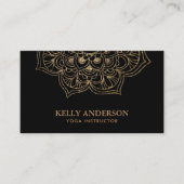 Yoga Instructor Black & Gold Lotus Mandala Visitekaartje (Voorkant)