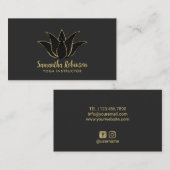 Yoga Instructor Black & Gold Lotus Spa Salon Visitekaartje (Voorkant / Achterkant)