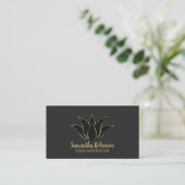 Yoga Instructor Black & Gold Lotus Spa Salon Visitekaartje (Staand voorkant)