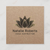 Yoga Instructor Black Lotus Flower  Kraft Vierkante Visitekaartje (Voorkant)