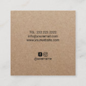 Yoga Instructor Black Lotus Flower  Kraft Vierkante Visitekaartje (Achterkant)