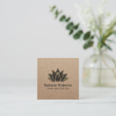 Yoga Instructor Black Lotus Flower  Kraft Vierkante Visitekaartje (Staand voorkant)