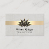 Yoga Instructor Black Lotus Gold Stripe Elegant Visitekaartje (Voorkant)