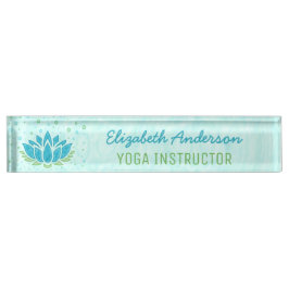 Yoga Instructor | Blauwe Lotus Flower Zen Meditati Naambordje