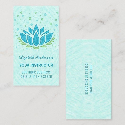 Yoga Instructor | Blauwe Lotus Flower Zen Meditati Visitekaartje (Voorkant / Achterkant)
