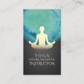 Yoga Instructor Blauwgroen Black Gold Meditation P Visitekaartje (Voorkant)