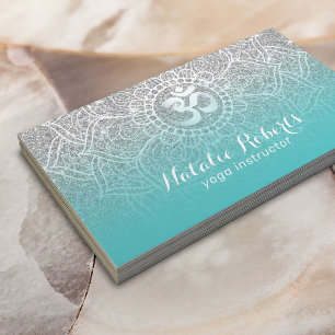 Yoga Instructor Blauwgroen & Silver Glitter Mandal Visitekaartje