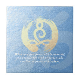 Yoga Instructor Blue & Gold Meditation Pose Quotte Tegeltje