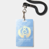 Yoga Instructor Blue & Gold Meditation Pose ZEN OM Badge (Achterkant met lanyard)
