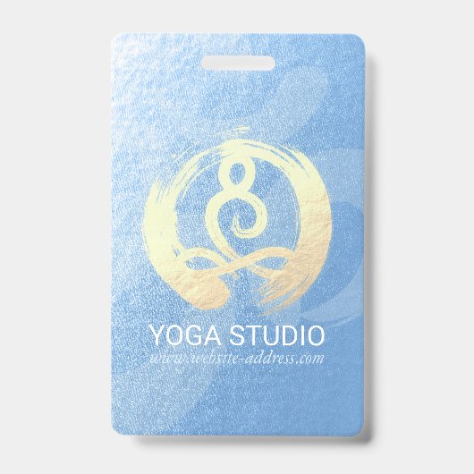 Yoga Instructor Blue & Gold Meditation Pose ZEN OM Badge (Voorzijde)