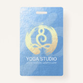 Yoga Instructor Blue & Gold Meditation Pose ZEN OM Badge (Achterkant)