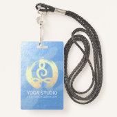 Yoga Instructor Blue & Gold Meditation Pose ZEN OM Badge (Achterkant met draagriem)