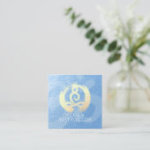 Yoga Instructor Blue & Gold Meditation Pose ZEN OM Vierkante Visitekaartje (Staand voorkant)
