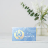 Yoga Instructor Blue & Gold Meditation Pose ZEN OM Visitekaartje (Staand voorkant)