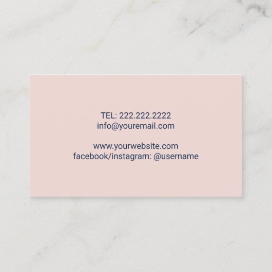 Yoga Instructor Blue Lotus Floral Mandala Blush Visitekaartje (Achterkant)