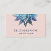 Yoga Instructor Blue Lotus Floral Mandala Blush Visitekaartje (Voorkant)