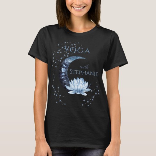 Yoga Instructor Blue Lotus Flower Class T-shirt (Voorkant)
