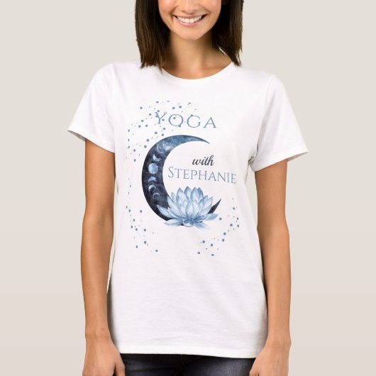 Yoga Instructor Blue Lotus Flower Class T-shirt (Voorkant)