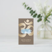 Yoga Instructor Blue Lotus Flower Gold om Symbol Visitekaartje (Staand voorkant)