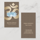 Yoga Instructor Blue Lotus Flower Gold om Symbol Visitekaartje (Voorkant / Achterkant)