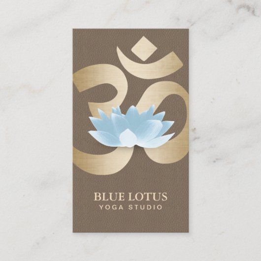Yoga Instructor Blue Lotus Flower Gold om Symbol Visitekaartje (Voorkant)