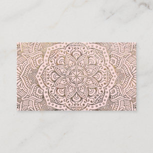 Yoga Instructor Boho   Blush Gold Mandala Elegant Visitekaartje