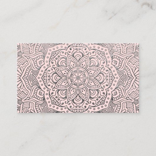 Yoga Instructor Boho | Roze Silver Mandala Elegant Visitekaartje (Voorkant)