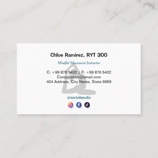 Yoga Instructor Business | Lava Energy Visitekaartje (Achterkant)