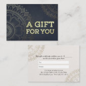 YOGA Instructor Cadeaubon Blue Gold Mandala Kortingskaartje (Voorkant / Achterkant)