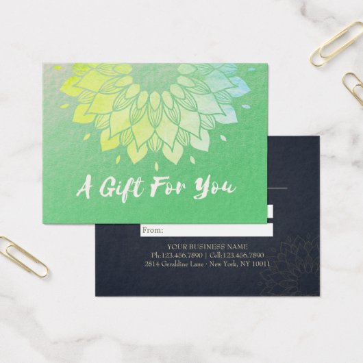 YOGA Instructor Cadeaubon Gold Foil Mandala Visitekaartje (Kantoor)