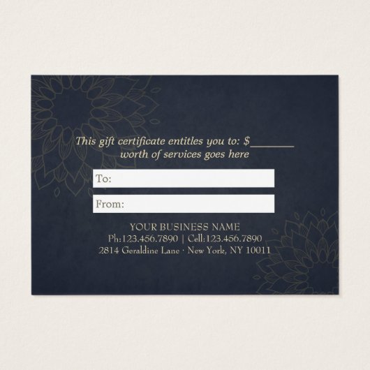 YOGA Instructor Cadeaubon Gold Foil Mandala Visitekaartje (Achterkant)