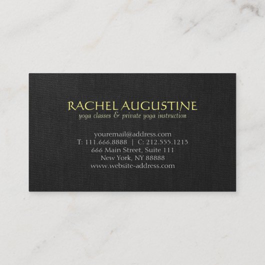 YOGA Instructor Chic Embroidery Black Gold Floral Visitekaartje (Achterkant)