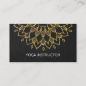 YOGA Instructor Chic Embroidery Black Gold Floral Visitekaartje (Voorkant)