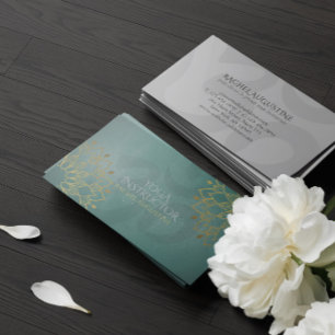 Yoga Instructor Chic Gold Floral om Symbol Mandala Visitekaartje