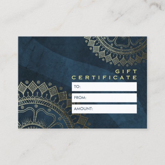 Yoga Instructor Chic Gold Mandala Gift Certificate Kortingskaartje (Voorkant)