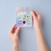 Yoga Instructor Classes Logo Holographic Opal Flyer (Hand)