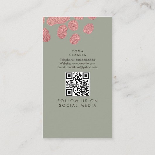 Yoga Instructor Classes Roos Roze Faux Folie C Visitekaartje (Achterkant)