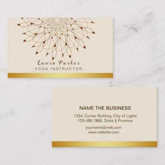 Yoga Instructor Classic Mandala Lotus Floral Visitekaartje (Voorkant / Achterkant)